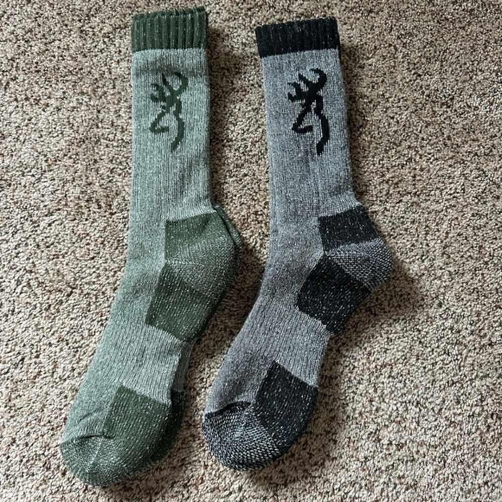 Browning Men's M Poplar Wool Blend Midweight Boot Socks 2 Pairs